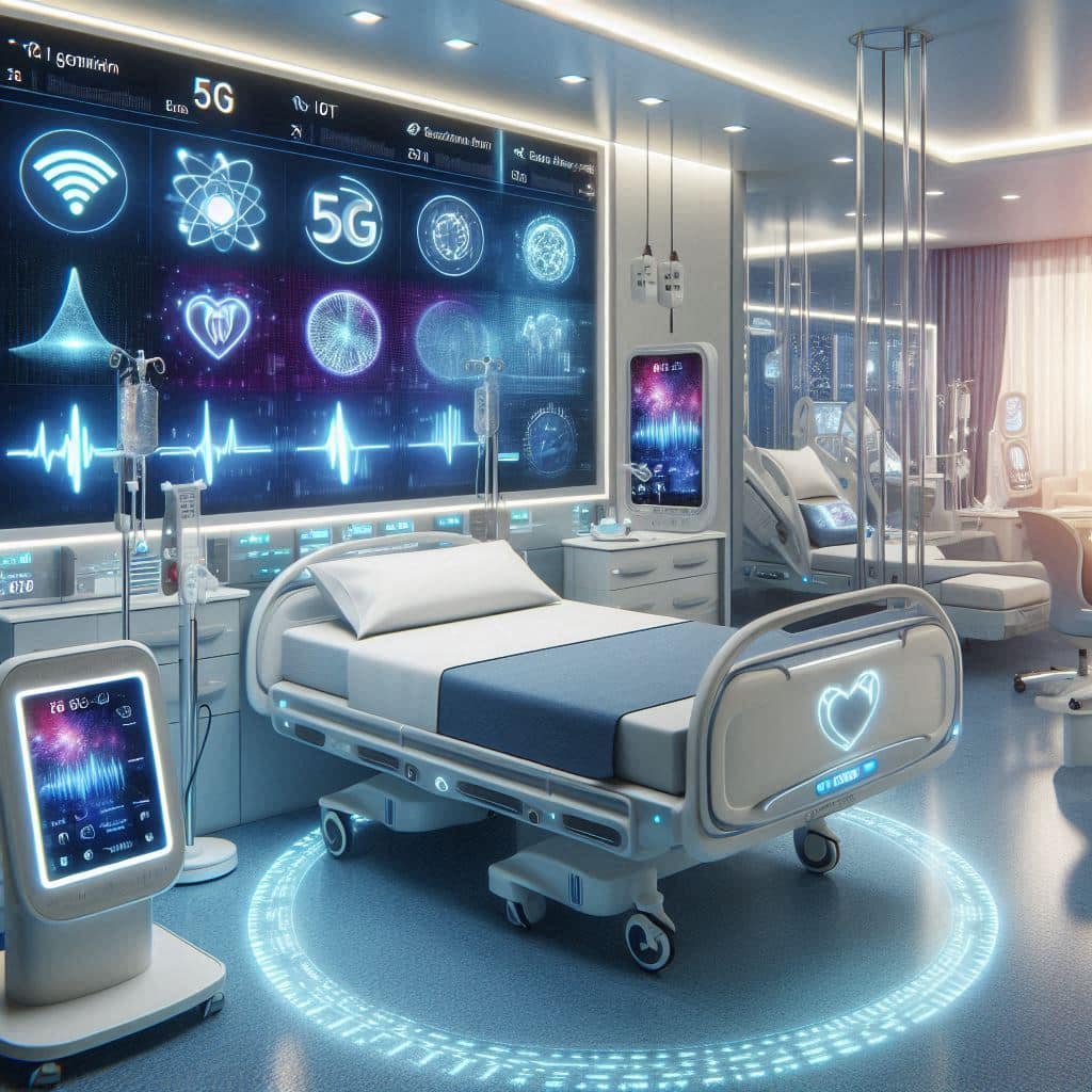 a room with a bed and medical devices